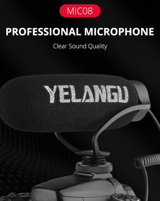 YELANGU MIC08 Video Shotgun Microphone with 3 5mm Audio Cable for DSLR DV Camcorder Black YELANGU MIC08 Video Shotgun Microphone with 3 5mm Audio Cable for DSLR DV Camcorder Black