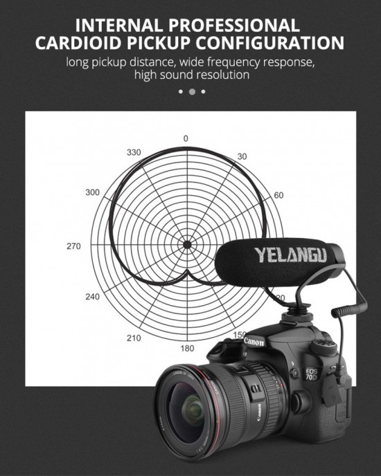 YELANGU MIC08 Video Shotgun Microphone with 3 5mm Audio Cable for DSLR DV Camcorder Black YELANGU MIC08 Video Shotgun Microphone with 3 5mm Audio Cable for DSLR DV Camcorder Black