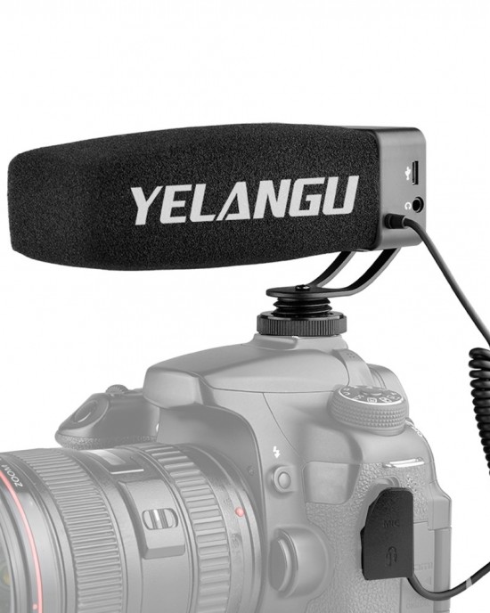 YELANG MIC09 Shotgun Gain Condenser Broadcast Microphone with Windshield for Canon Nikon Sony DSLR Cameras Smartphones Black YELANG MIC09 Shotgun Gain Condenser Broadcast Microphone with Windshield for Canon Nikon Sony DSLR Cameras Smartphones Black