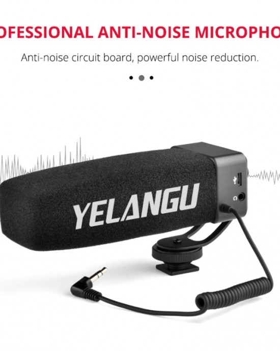 YELANG MIC09 Shotgun Gain Condenser Broadcast Microphone with Windshield for Canon Nikon Sony DSLR Cameras Smartphones Black YELANG MIC09 Shotgun Gain Condenser Broadcast Microphone with Windshield for Canon Nikon Sony DSLR Cameras Smartphones Black