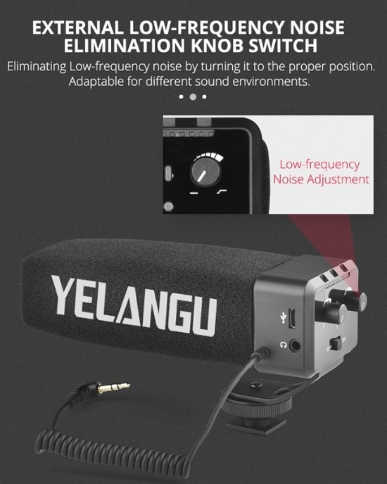 YELANG MIC09 Shotgun Gain Condenser Broadcast Microphone with Windshield for Canon Nikon Sony DSLR Cameras Smartphones Black YELANG MIC09 Shotgun Gain Condenser Broadcast Microphone with Windshield for Canon Nikon Sony DSLR Cameras Smartphones Black