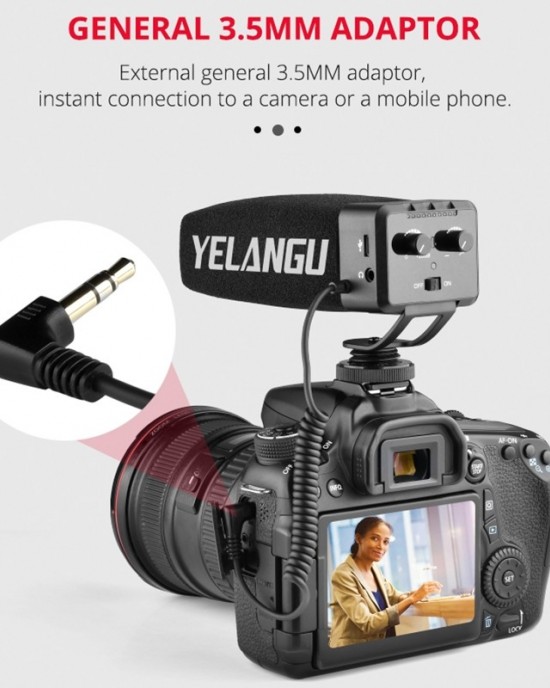 YELANG MIC09 Shotgun Gain Condenser Broadcast Microphone with Windshield for Canon Nikon Sony DSLR Cameras Smartphones Black YELANG MIC09 Shotgun Gain Condenser Broadcast Microphone with Windshield for Canon Nikon Sony DSLR Cameras Smartphones Black