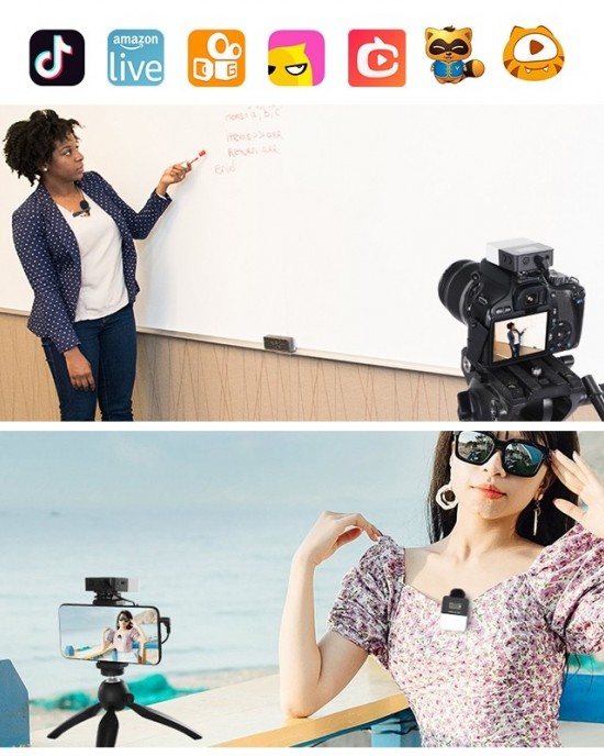 PULUZ Vlog Video Wireless Lavalier Microphone with Transmitter and Receiver for DSLR Cameras and Video Cameras Black PULUZ Vlog Video Wireless Lavalier Microphone with Transmitter and Receiver for DSLR Cameras and Video Cameras Black